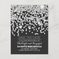 Silberne Glitzer-Reihe von Lichtern Save the Date