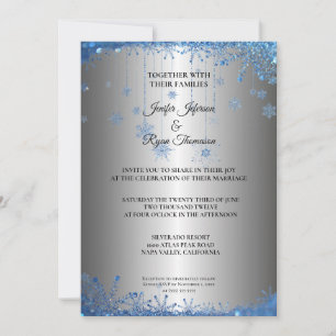 Silberne Glitzer-Schneeflocken-Hochzeitseinladung Einladung