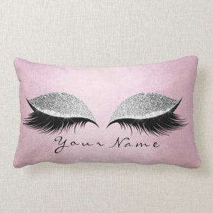 Silberne Glitzer-schwarze Augen-rosa Lendenkissen