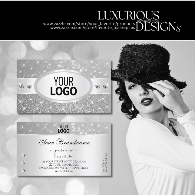 Silberne Glitzer-Sparkling-Stars - Diamanten und L Visitenkarte (Von Creator hochgeladen)