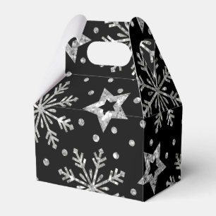 Silberne Glitzer und Schneeflocken Geschenkschachtel