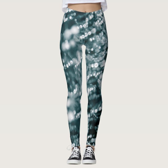 Silberne Glitzern Eisblasen gefroren Leggings (Vorderseite)