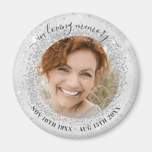 Silberne Glitzern Foto elegant Magnet