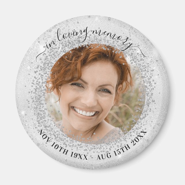 Silberne Glitzern Foto elegant Magnet (Vorne)