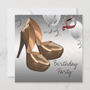 Silberne goldene High Heels Geburtstagsfeier Einladung