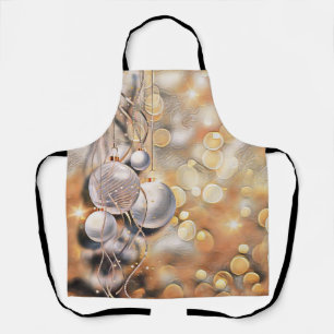 Silberne goldene Weihnachtsornamente Aquarell Schürze