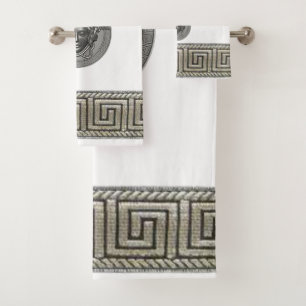 Silberne Gorgone - Medusa Gast / Geschenk Badhandtuch Set