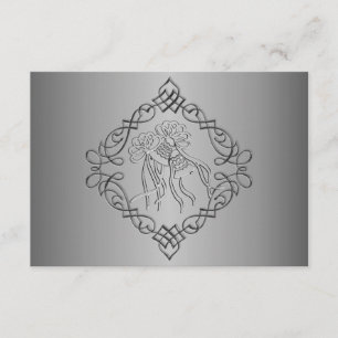Silberne gravierte Hochzeits-RSVP RSVP Karte