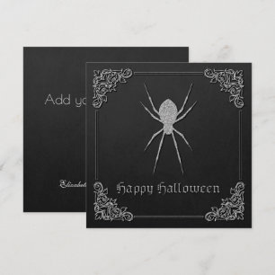 Silberne Halloween-Grußkarte Spinne