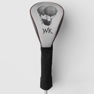 Silberne Heißluftballons mit Monogramm Golf Headcover