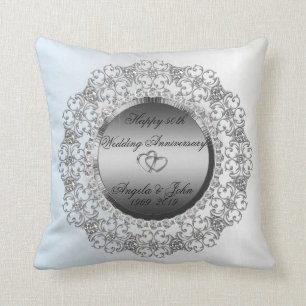 Silberne Herzdiamanten 50. Hochzeitstag Kissen