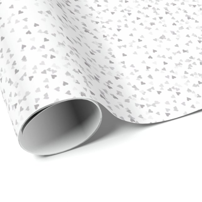 Silberne Herzen Konfetti-Geschenkverpackung Geschenkpapier (Rolleneckpunkt)