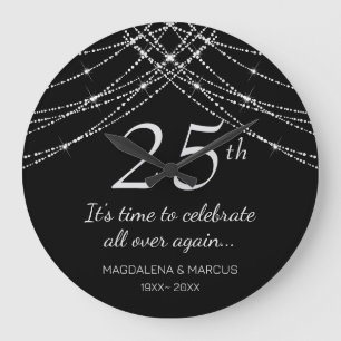 Silberne Hochzeit Große Wanduhr