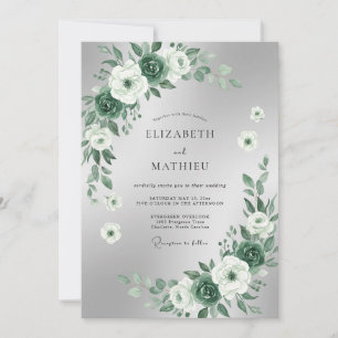 Silberne Hochzeit mit Smaragdgrünem Eukalyptuslaub Einladung