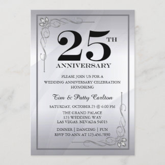 Silberne Hochzeitseinladung zum 25. Jubiläum Einladung