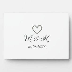 Silberne Hochzeitspaar-Name-Buchstabe modern Fotoplatte