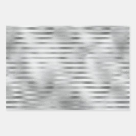 Silberne Imitat Foil Mix und Match 3 Geschenkpapier Set