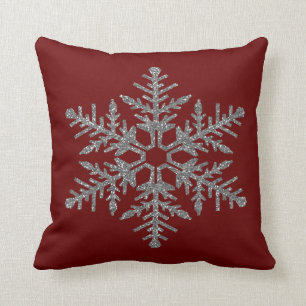 Silberne Imitat-Glitzer-Schneeflocke Kissen