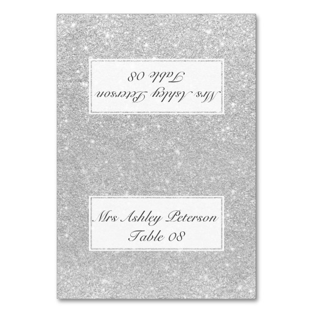 Silberne Imitate Glitzer grau ombre Hochzeitsort Tischnummer (Vorderseite)