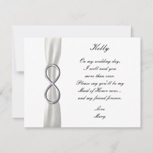 Silberne Infinity White Wedding Ehrenjungfer Karte