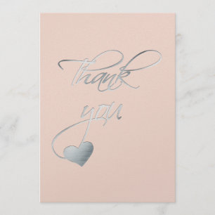 Silberne Kalligraphie u. Heart~ Hochzeitstag Dankeskarte
