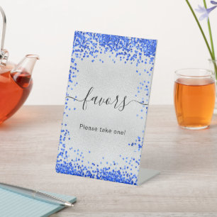 Silberne königsblaue Partygeschenke Sockelschild