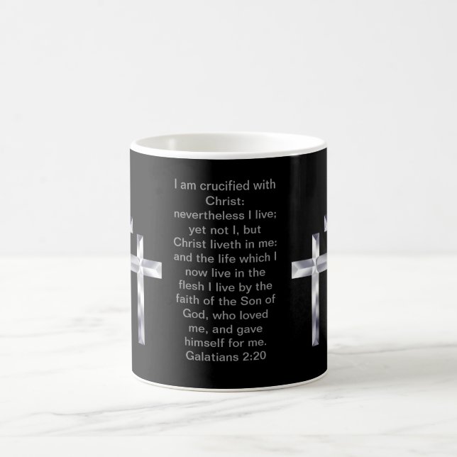Silberne Kreuze an und Scriptureabdeckung diese Kaffeetasse (Mittel)