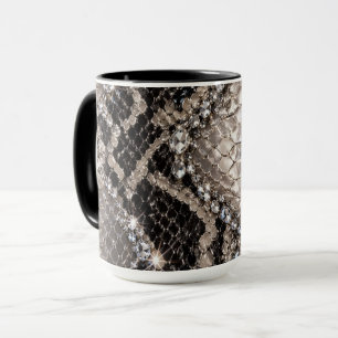 Silberne Kristall-Schlangenhaut Luxus Tasse