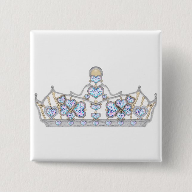 silberne Krone von Herzdiamanten Button (Vorderseite)