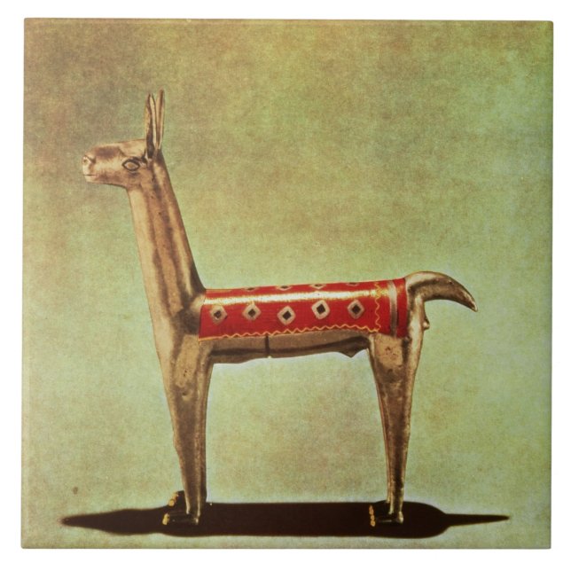 Silberne Lama-Figürchen, von Peru, nach 1438 Fliese (Vorderseite)
