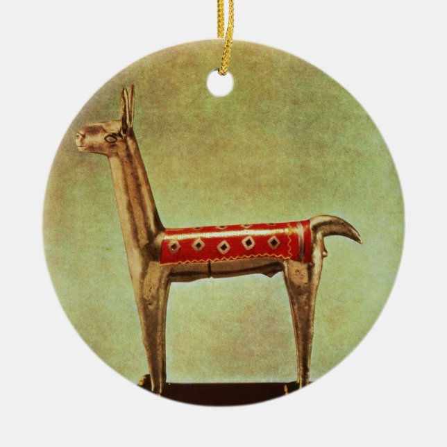Silberne Lama-Figürchen, von Peru, nach 1438 Keramik Ornament (Vorne)