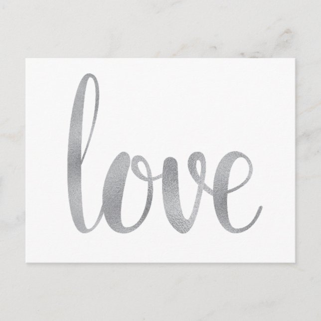 Silberne Liebe Postkarten, Folie Schriftart Postkarte (Vorderseite)