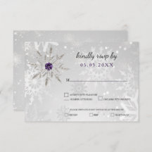 Silberne lila Schneeflocken Winterhochzeit uAwg