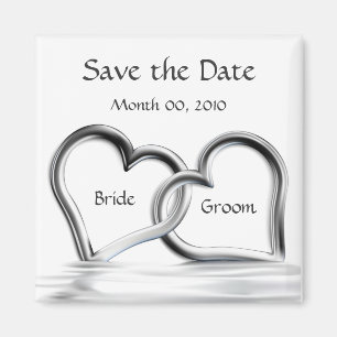 Silberne Magneten der Herzen Save the Date Magnet