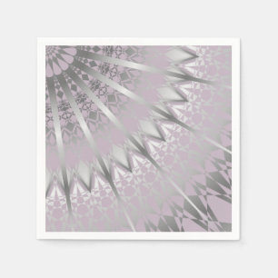 Silberne malvenfarbene Mandala Serviette