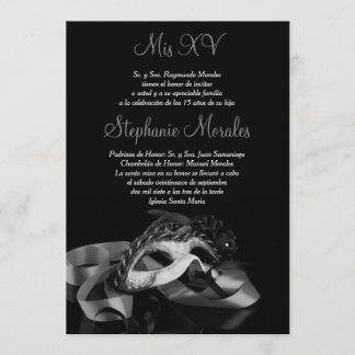 Silberne Maskerade Quinceanera Einladung