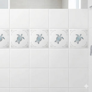 Silberne Meeresschildkröte Weiße Küste  Fliese