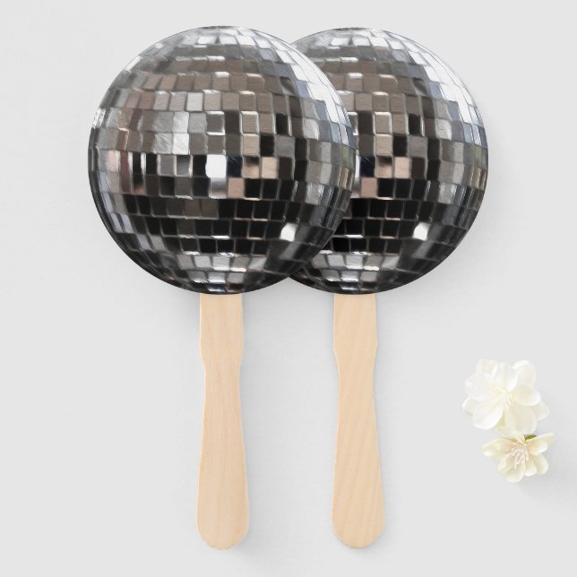 Silberne Metallic-Disco-Kugel Fächer (Vorne und Hinten)