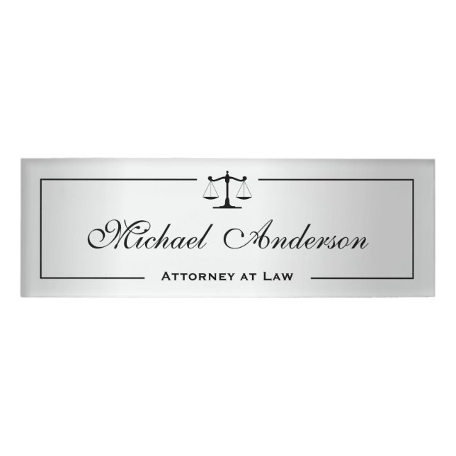 Silberne metallische namenschild (Vorderseite)