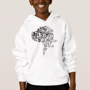 Silberne moderne florale Great Dane Illustration Hoodie