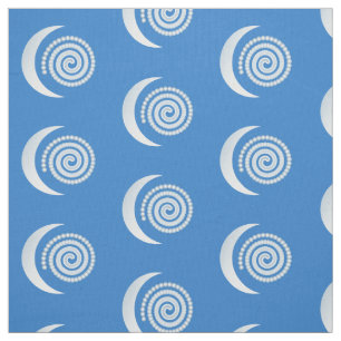 Silberne Mond-Spirale auf tiefem Blau Stoff