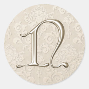 Silberne Monogramm-Hochzeitskleber - Buchstabe N Runder Aufkleber