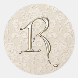 Silberne Monogramm-Hochzeitskleber - Buchstabe R Runder Aufkleber