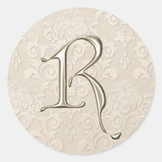 Silberne Monogramm-Hochzeitskleber - Buchstabe R Runder Aufkleber