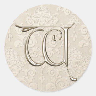 Silberne Monogramm-Hochzeitskleber - Buchstabe W Runder Aufkleber