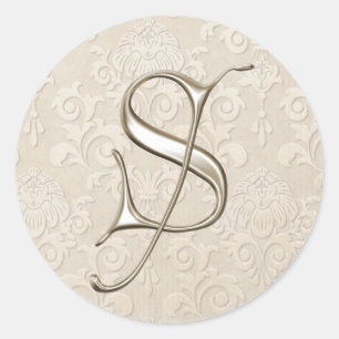 Silberne Monogramm-Hochzeitsticker - Buchstabe S Runder Aufkleber