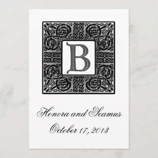 Silberne monogrammierte keltische Hochzeitseinladu Einladung
