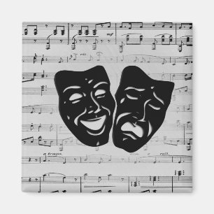 Silberne Musik- und Theater-Masken Magnet