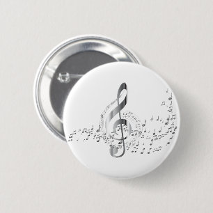 Silberne Musiknoten Button