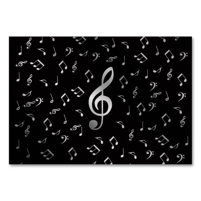 silberne Musiknoten Tischnummer (Rückseite)